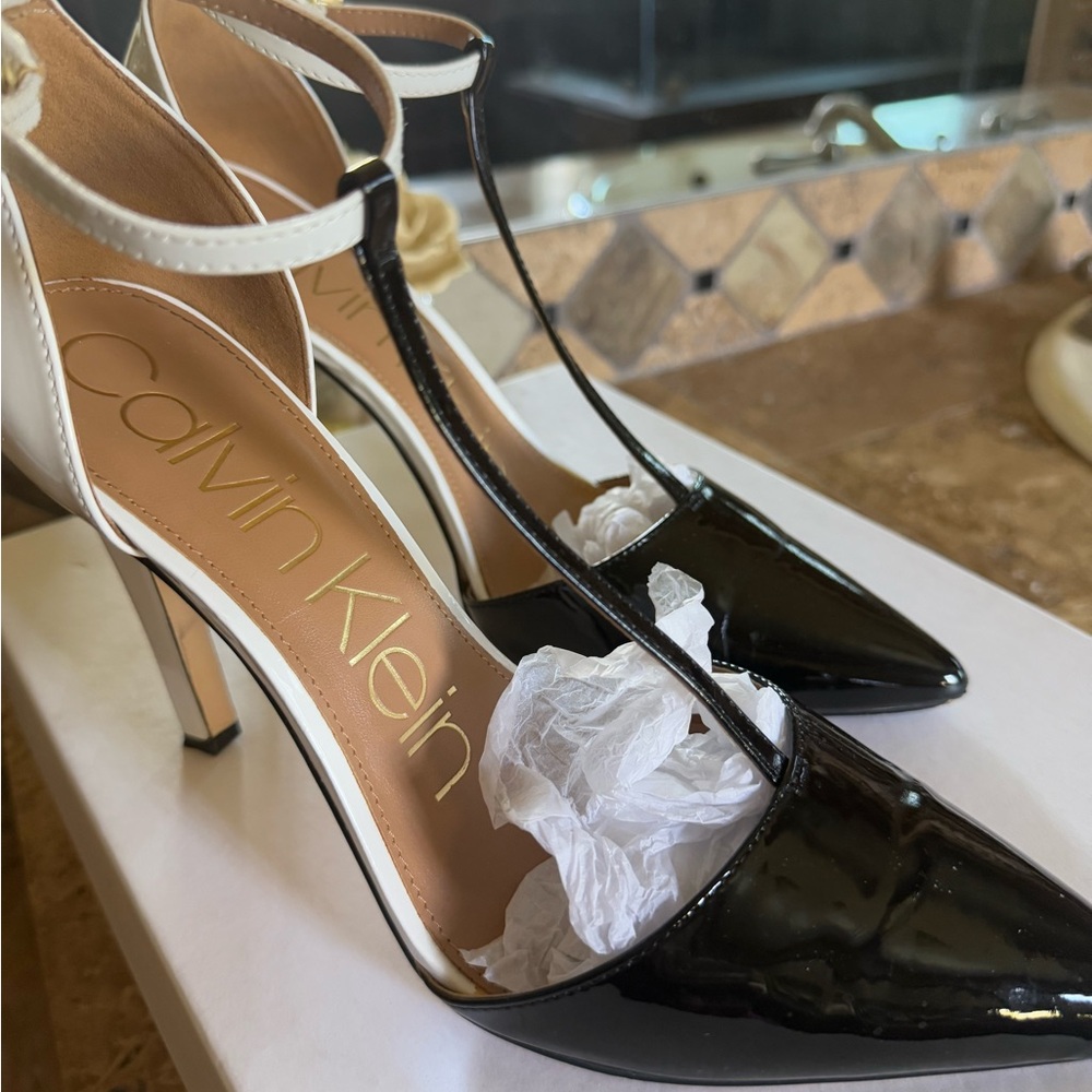 Calvin Klein patent leather heels, size 9